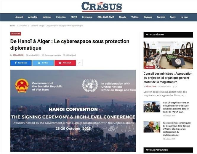   Truyền thông Algeria đánh giá dấu mốc lịch sử khẳng định vai trò của Việt Nam trong an ninh mạng toàn cầu