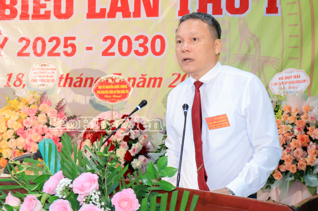 Đồng chí Hoàng Minh Sơn, Tổng biên tập Báo và Phát thanh, Truyền hình VV88id nổ hũ phát biểu tại Đại hội.