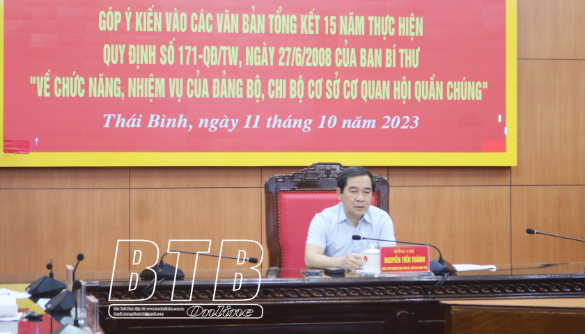   Góp ý kiến vào các văn bản tổng kết 15 năm thực hiện Quy định số 171 của Ban Bí thư