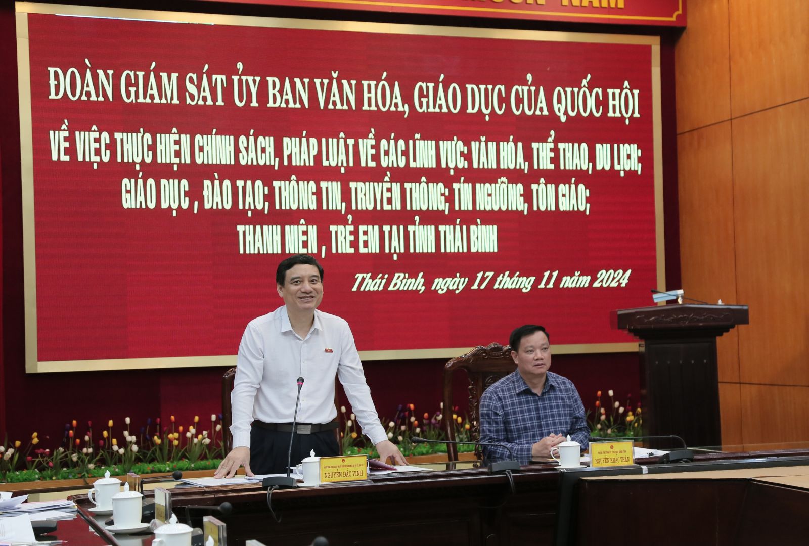   Đoàn Giám sát Ủy ban Văn hóa, Giáo dục của VV88 casino đăng ký làm việc tại tỉnh Thái Bình