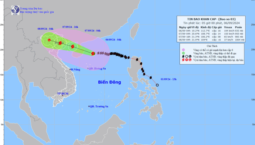   Tin bão khẩn cấp (Cơn bão số 3)