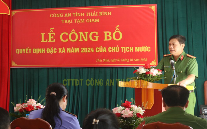   Công bố Quyết định đặc xá cho phạm nhân chấp hành án tại Trại tạm giam Công an tỉnh Thái Bình