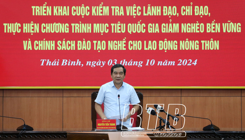   Kiểm tra việc lãnh đạo, chỉ đạo, thực hiện Chương trình mục tiêu quốc gia giảm nghèo bền vững và chính sách đào tạo nghề cho lao động nông thôn