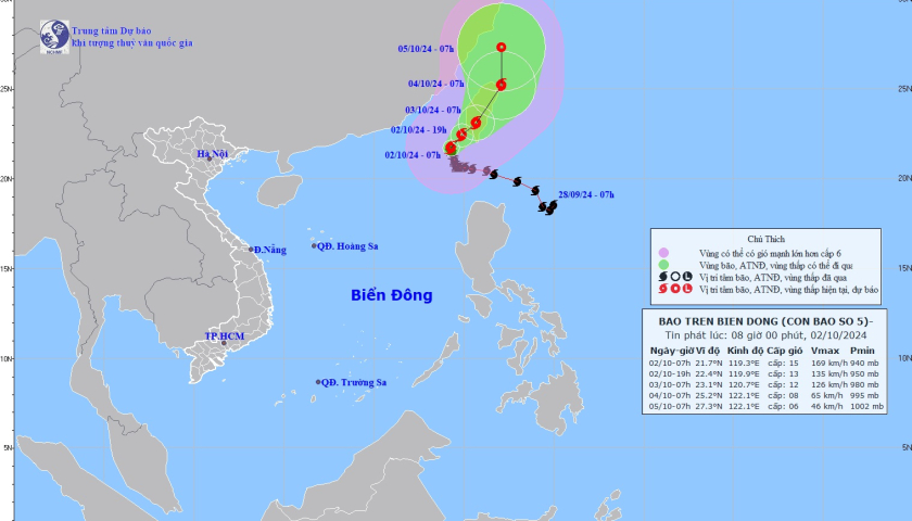   Tin bão trên biển Đông (Cơn bão số 5)