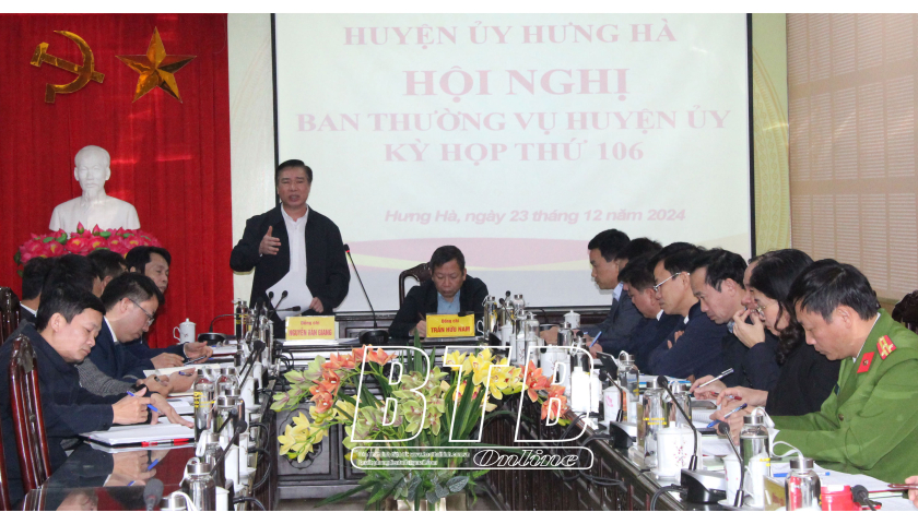   Huyện ủy Hưng Hà: Tổ chức kiểm điểm công tác lãnh đạo, chỉ đạo thực hiện nhiệm vụ năm 2024