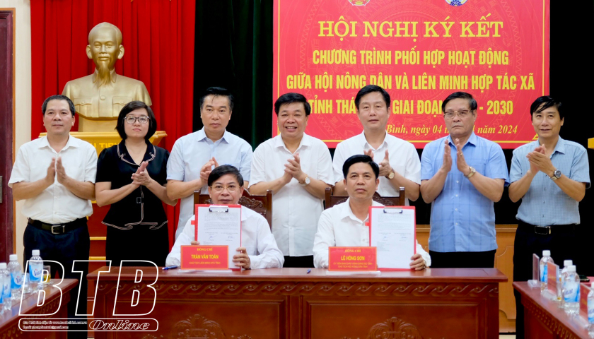   Ký kết chương trình phối hợp giữa Hội Nông dân với Liên minh HTX tỉnh giai đoạn 2024 - 2030