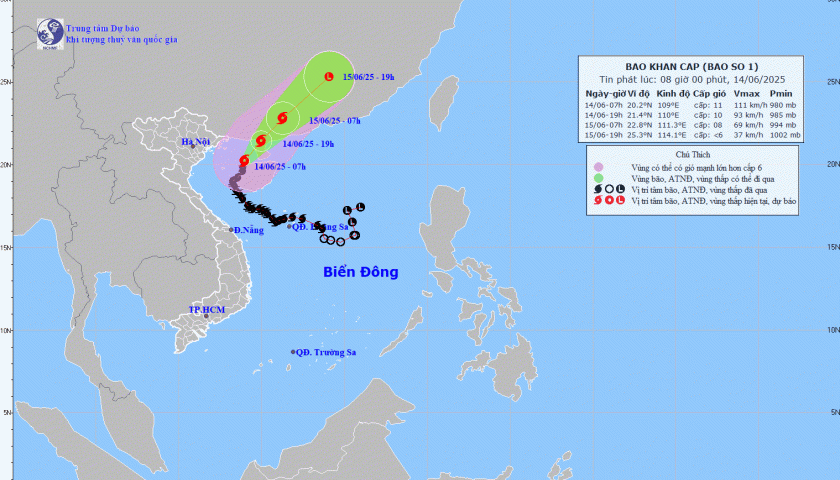   Tin bão khẩn cấp (Cơn bão số 1)