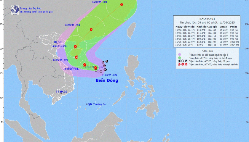   Tin bão trên biển Đông (Cơn bão số 1)