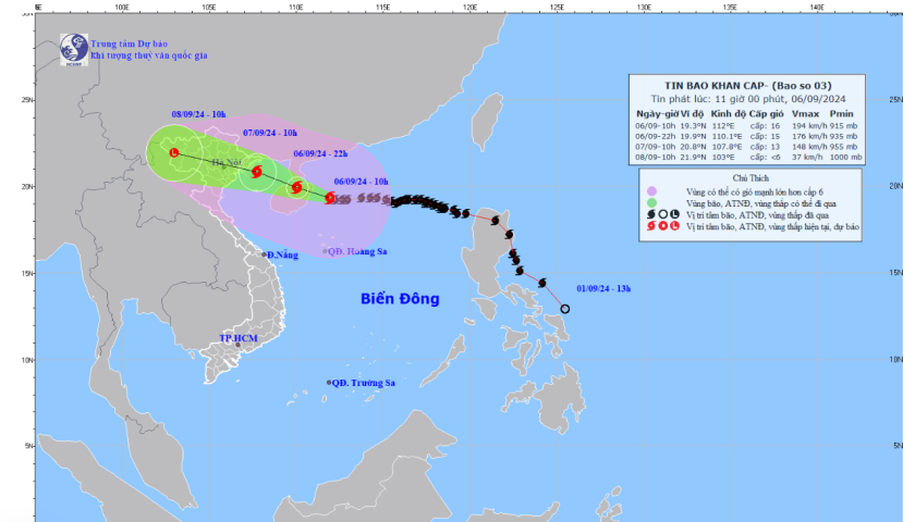   Tin bão khẩn cấp (Cơn bão số 3)